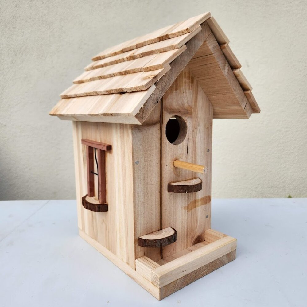 NEW HANDMADE Wooden Bird House Birdhouse Handbuilt Wood Garden Decor Spring Made - Picture 9 of 14